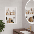 thumbnail image 2 of HAIDAIYA 14'' * 18'' Recessed Medicine Cabinet Wall Niche Wood, 2-Tier Bathroom Niche Insert for Drywall, in Wall Shelf Medicine Cabinets Replacement, for Living Room, Bathroom Storage, White, 2 of 7