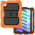 thumbnail image 2 of ELEHOLD for iPad mini 6th Generation 8.3 inch 2021 Ragged Case, Soft Silicone Hard PC Shoulder Strap Built-Kickstand Anti-Drop Shockproof Heavy Duty Protective Cover Case,Orange+Black, 2 of 9