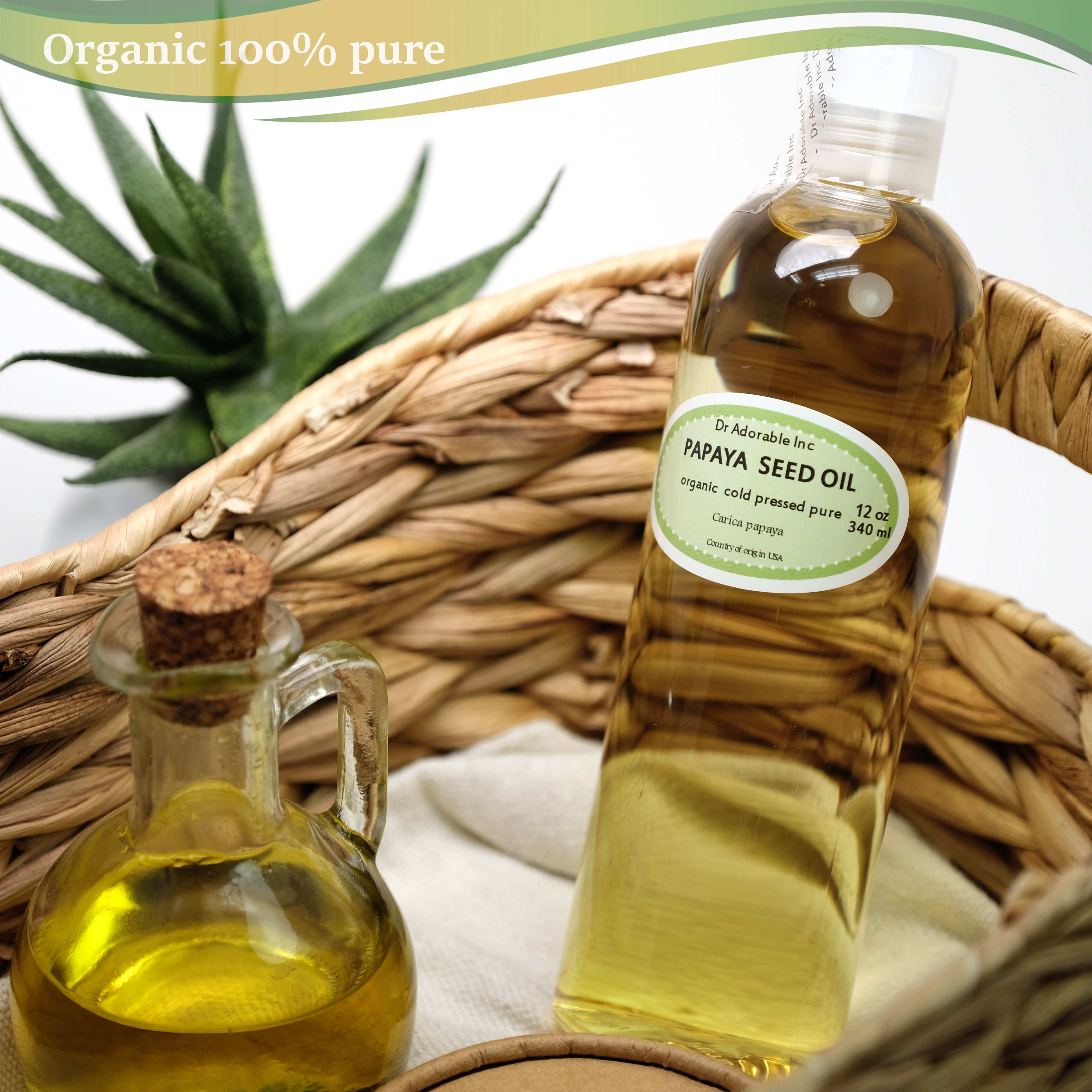 Dr. Adorable - 100% Pure Papaya Seed Oil Organic Cold Pressed Moisturizing Oil For Face Skin Hair - 12 oz