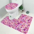 thumbnail image 2 of Lightpink Daisy Flower Purple Blooms Pattern Bathroom Rugs Sets 3 Piece,Toilet Cover Set,Absorbent Non Slip Bathroom Mats Sets with U-Shaped Contour Rug Toilet Rug Set, 2 of 5