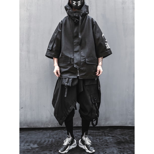 Niepce Inc Japanese Streetwear Zip Up Hooded Black Men's Techwear