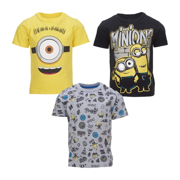 Camiseta Despicable Me Minions para niños pequeños, paquete de 3 unidades, 5 unidades