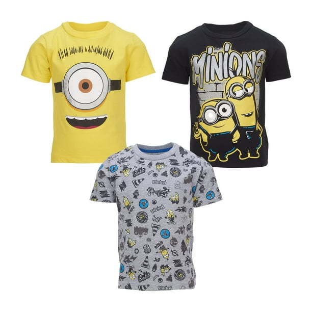 Pack de 3 Remeras Gráficas para Niños Pequeños de Mi Villano Favorito Minions 7-8 años