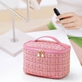 thumbnail image 4 of LHNFT Travel Makeup Bag, Square Cosmetic Case with Handle, Black Plaid Makeup Bag, Travel Skincare Bag, Travel Essentials, Gifts for Women, 4 of 5