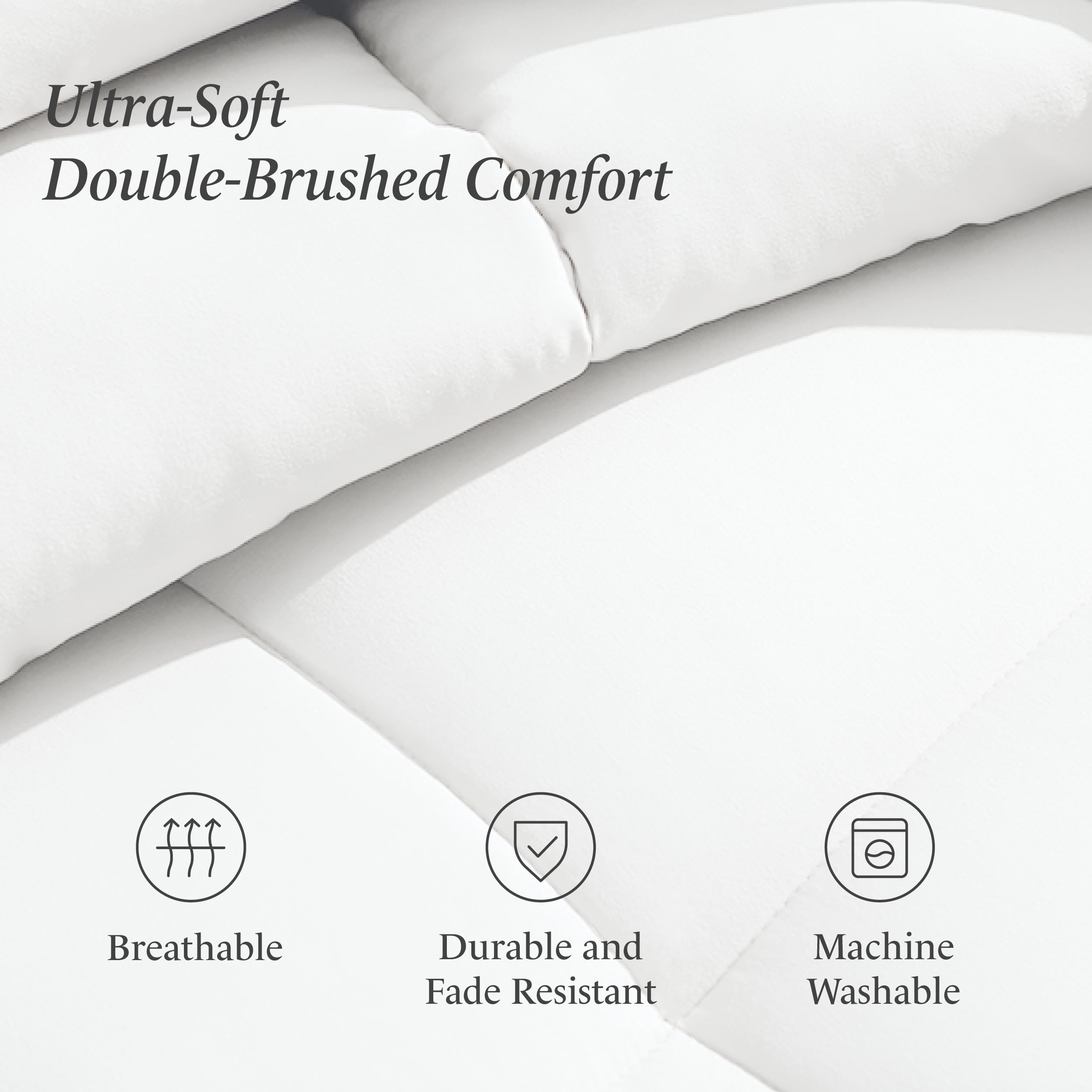 Ivy Union Comforter Set - Box Stitch - Easy Care Ultra-Soft Microfiber - All Season Warmth - Bedding Comforter - Full/Queen, White