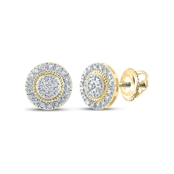 Macey Worldwide Jewelry 10k Yellow Gold Mens Diamond Earrings 1/8 Ctw