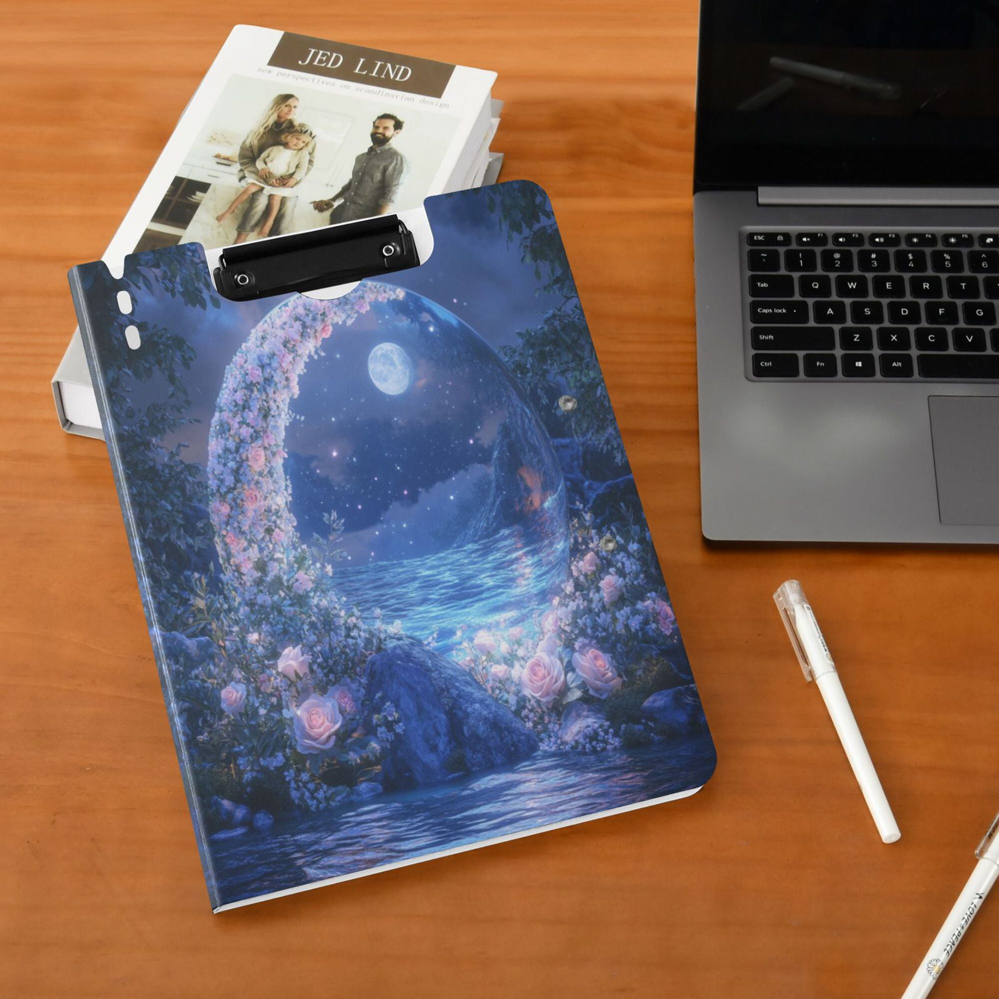 FORMRS A4 Clipboard Folder with Pen Holder Horizontal Foldable School Office Binder, Crystal Ball
