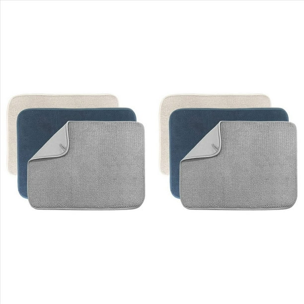 Paquete 6 Alfombrillas para Secar Platos,Alfombrillas Absorbentes de Microfibra para Escurridor Platos para Mostrador Cocina, TamañO 20X15 Pulgadas, Almohadilla para Secar Platos.