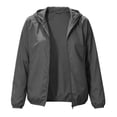 thumbnail image 4 of Vynhevius Women Windbreaker Jacket Solid Hooded Raglan Sleeve Water Resistant Elastic Cuffs With Pockets, 4 of 9