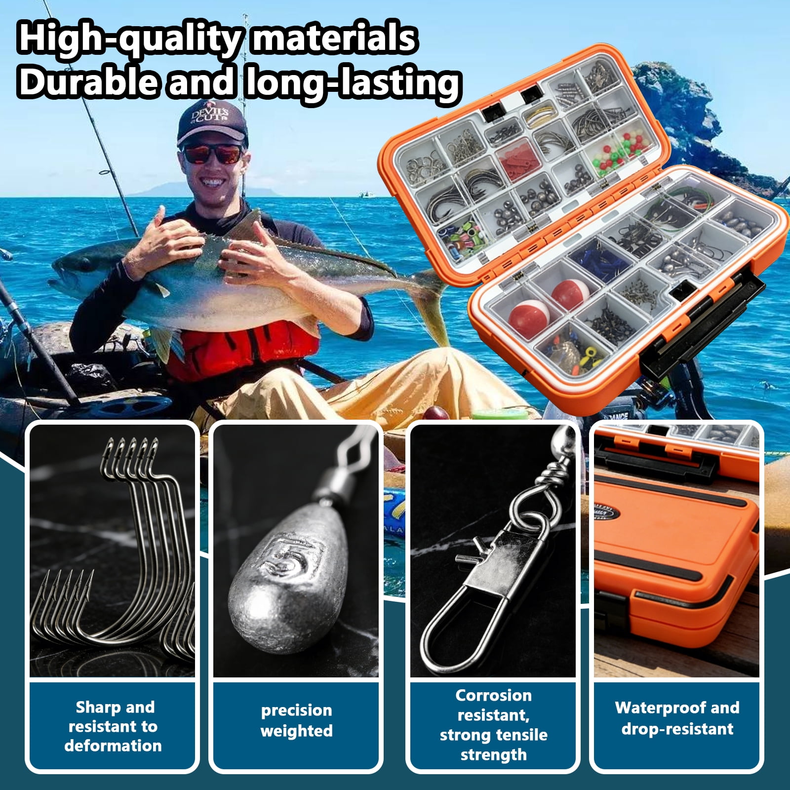 Arcticwind Fishing Accessories Kit,319PCS Fishing Tackle Box with Hooks with Fishing Hooks,Swivels,Beads,Heart Shaped Plastic Sheet for Saltwater & Freshwater Fishing