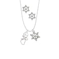 thumbnail image 2 of Delight Jewelry Silvertone Peace Sign Ribbon Heart Silver tone Snowflake Charm Necklace and Stud Earrings, 2 of 4