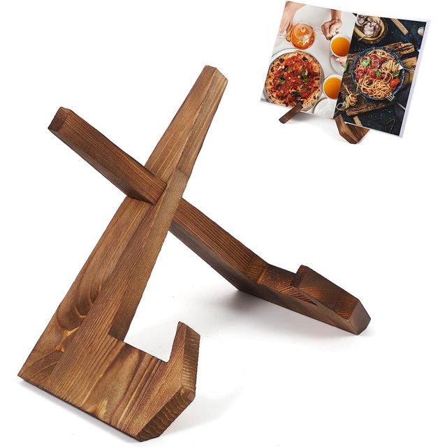 Estantería de recetas BEMS-1, expositor con estantería de madera, portátil