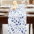 thumbnail image 3 of Table Runners 72 Inches Long Dress Scarves, Navy Blue Eucalyptus Farmhouse Kitchen Table Runner, Coffee Tablerunners, Spring Summer Botanical Leaves 14x72 Inch, 3 of 9