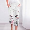 thumbnail image 2 of Virmaxy Womens Straight-Leg Capris Pants Fall Hemp Print Loose Fashion Drawstring Trousers Seven-Quarter Trousers Long Trousers Multicolor-C M, 2 of 5