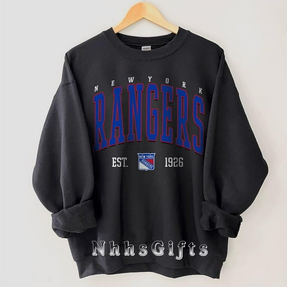 New York Hockey Sweatshirt Crewneck, Retro Ranger Hockey Shirt,Black Color,Size M