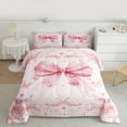 thumbnail image 2 of Homewish Kawaii Pink Bowknot Girl 2pcs Bedding Comforter Set,Flying Butterflies Twin Comforter Sets,Spring Garden Flowers Breathable Bedding Set,Luxury Bedroom Decor,Reversible, 2 of 8