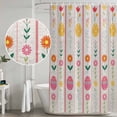 thumbnail image 5 of Spring Easter Shower Curtain, Waterproof Shower Curtains for Bathroom, Pink Yellow Vintage Eggs Floral Botanical Washable Fabric Bathtub Curtain Set Bath Decor with 12 Hooks Long 72"x84", 5 of 8