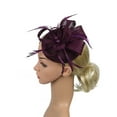 thumbnail image 3 of Tea Party Hats for Women! Comdrip Handmade Women Hair Clip Feather Wedding Casual Fascinator Headpieces Ladies Hats for Tea Party Purple One Size, 3 of 6