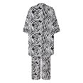 thumbnail image 4 of Pompotops 2PC Fashion Woman Print Long Sleeve Cardigan Blouse Tops +Loose Pants Sets Clearance, 4 of 5