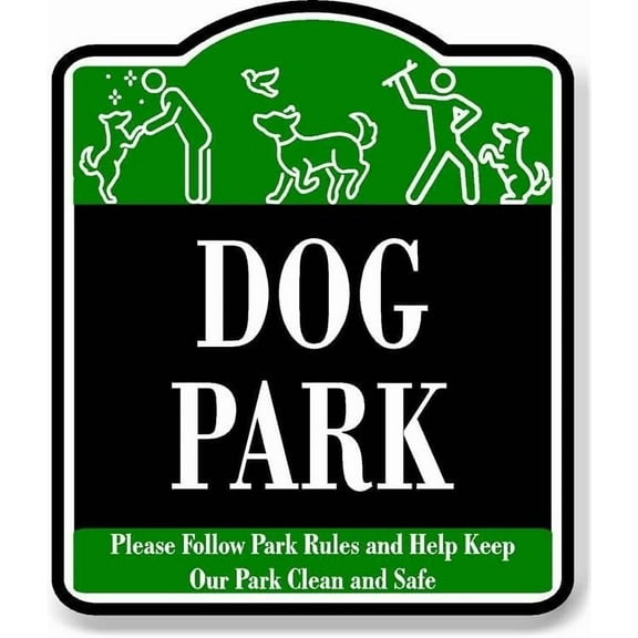 Dog Park Please Follow Rules BLACK Aluminum Composite Sign, 8.5"x10"