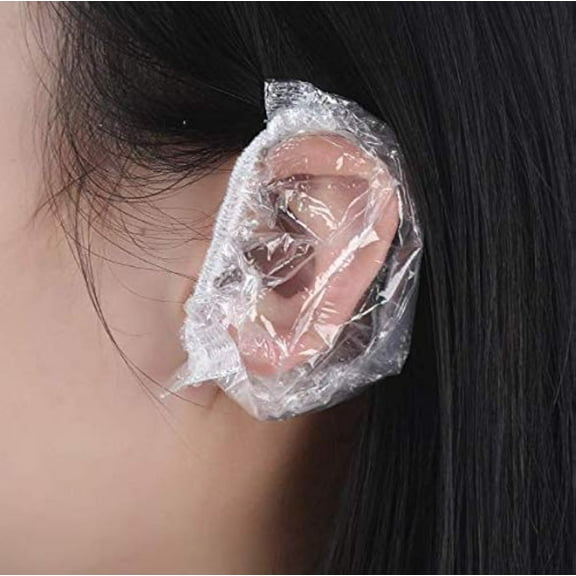 100PCS Ear Protector Caps Disposable Elastic Clear Shower Water Ear Covers Large For Hair Dye, Shower, Bathing, Spa Home Use Hotel and Hair Salon