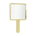 thumbnail image 1 of Unique Bargains 1 Pc Espejo de mano portátil cromado para viajes de vacaciones tono dorado plástico vidrio, 1 of 1