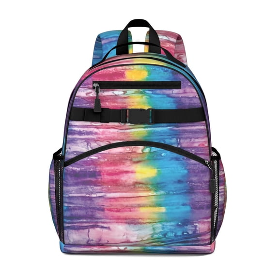 Colorful Tie Dye Pattern Backpack for School,Cute School Bag,Schoolbag with Adjustable Shoulder Straps & Padded Back,15.25"x11.5"x5.25"