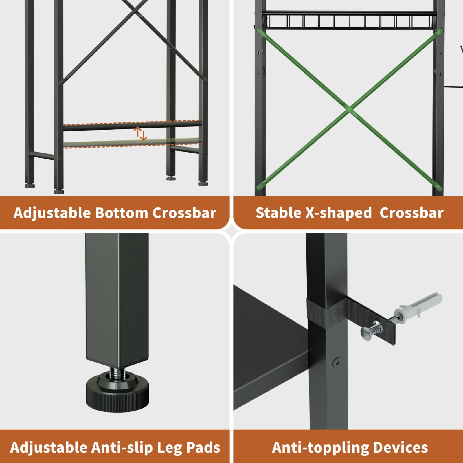 Capri Over The Toilet Storage, 4-Tier Freestanding Bathroom Shelf, above Toilet Space Saver Rack, Black
