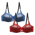 thumbnail image 2 of Zynoxe 2PC Plus Size Lace Balconette Bra with Bow Detail Supportive Underwire Push Up Bra Solid Color Everyday Underwear, 2 of 8
