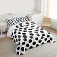 thumbnail image 3 of Manfei Modern Abstract Geometric Full Size Comforter Sets,Circle Circular Print Bedding Comforter Set,Black Polka Dots Bedding Sets For Men Women,Super Cozy Room Decor Reversible,3pcs, 3 of 8