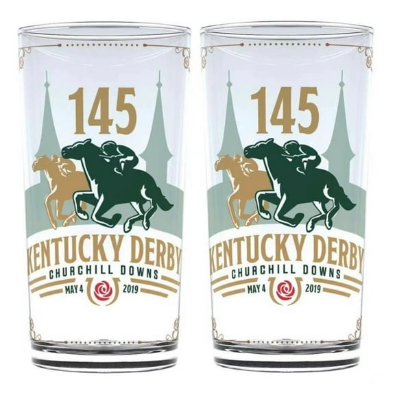 145th Kentucky Derby Mint Julep Glasses 2019, 2 Pack, Officially Licensed Souvenir Glassware