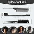 thumbnail image 4 of Black, 3 Pcs Slick Back Hair Brush Set - 1 Pcs Edge Brush 1 Pcs Bristle Hair Brush 1 Pcs Rat Tail Comb - Teasing Brush Set for Smoothing Baby Hair & Flyaways, 4 of 4