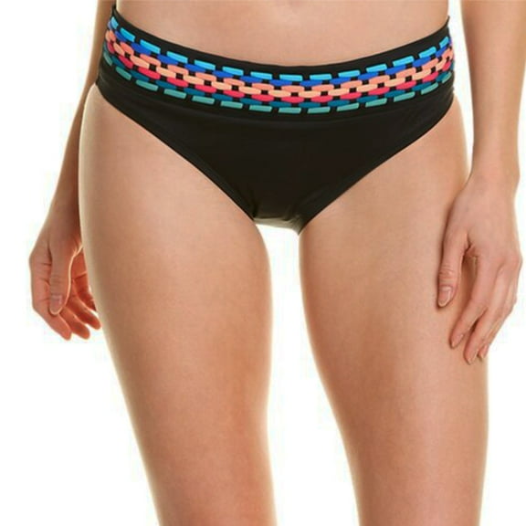 La Blanca Women's Midster Macrame Fast-Drying Swim Bikini Bottom-Black / 16