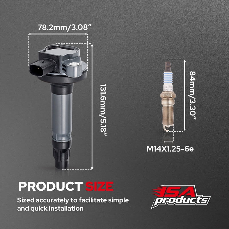 ‌‌Set of 6 ISA Ignition Coil Pack and 6 Spark Plug SP411 Compatible with Ford Edge Flex Fusion Lincoln MKS MKT MKX MKZ Mazda CX-9 3.5L 3.7L Replacement for UF553 UF595 5C1652