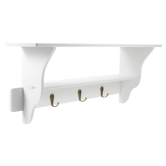 WHAMVOX Decorative Wall Shelf White Modern Minimalist Wood Plastic Board for Renters 1Pcs