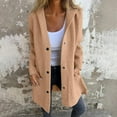thumbnail image 2 of Penkiiy Womens Jackets Casual Single Breasted Hooded Jacket Lapel Neck Long Sleeve Solid Color Trench Coat for Women 2024 M Brown, 2 of 7