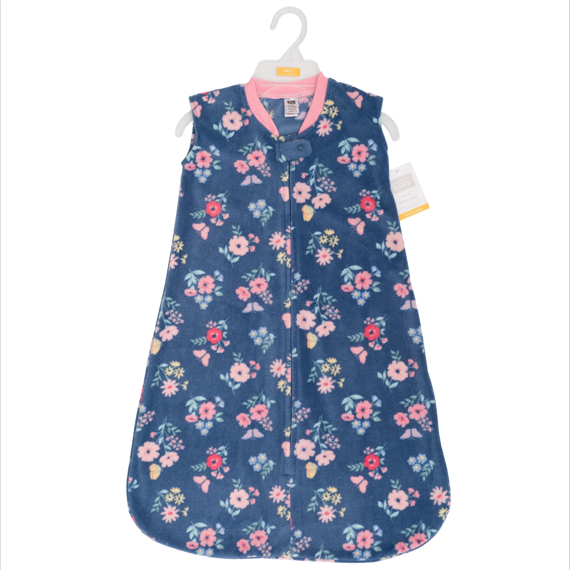 Hudson Baby Infant Girls Fleece Sleeping Bag, Sack, Blanket, Blue Butterfly Floral, 0-6 Months