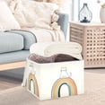 thumbnail image 3 of Yayeee Collapsible Cube Storage Bin with Lid Fabric Closet Decorative Basket with Handles, White Cat Rainbow, 3 of 7