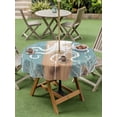 thumbnail image 4 of Outdoor Tablecloth with Umbrella Hole for Patio/Picnic/Party/Camping, Coastal Octopus Waterproof Table Cloth Round Cover Washable, Summer Coral Ocean Vintage Wood (Dia 54"), 4 of 8