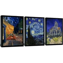 3 Panel Sunflower and Irises by Vincent Van Gogh Oil Paintings Reproduction Modern Floral Giclee Canvas Prints Artwork Flowers Pictures Canvas Wall Art for Bedroom Wall Decor - 16"x24"x3 Piece