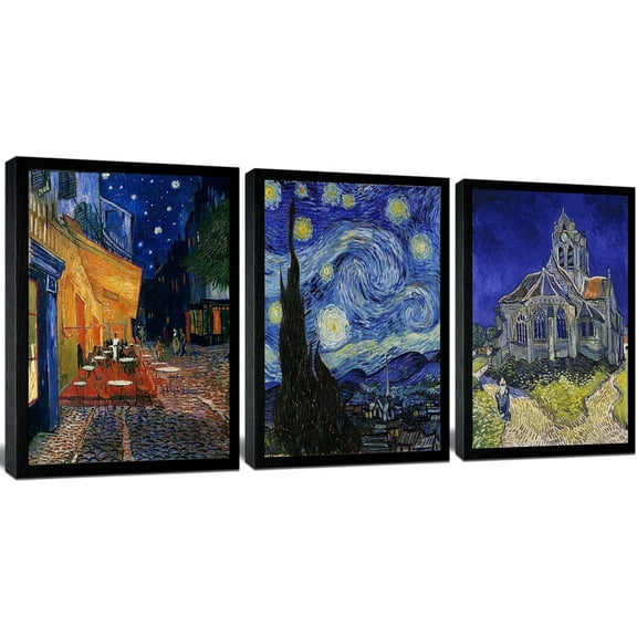 3 Panel Sunflower and Irises by Vincent Van Gogh Oil Paintings Reproduction Modern Floral Giclee Canvas Prints Artwork Flowers Pictures Canvas Wall Art for Bedroom Wall Decor - 16"x24"x3 Piece