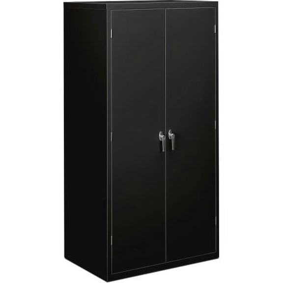 HON Brigade 5-Shelf Storage Cabinet 36" x 18.3" x 71.3" - 5 x Shelf(ves) - 2 x Door(s) - 250 lb Load Capacity - Security Lock, Leveling Glide, Adjustable Shelf - Black - Steel - Recycled