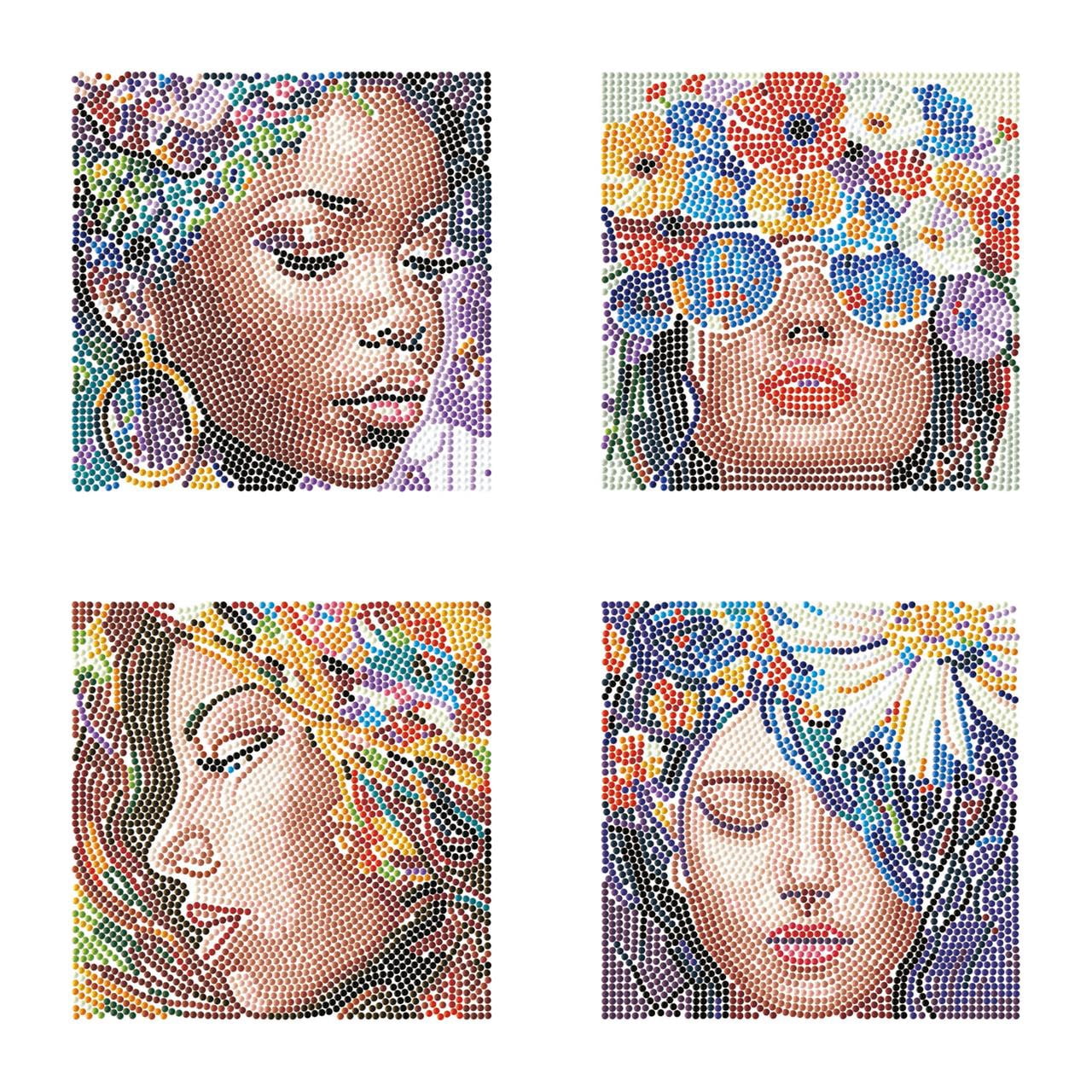 Diamond Dotz Mini Four Beauties Diamond Painting Kits for Adults - Fashion Diamond Art Kits a Relaxing Creative Craft Kit with Dotz Gems 5x5
