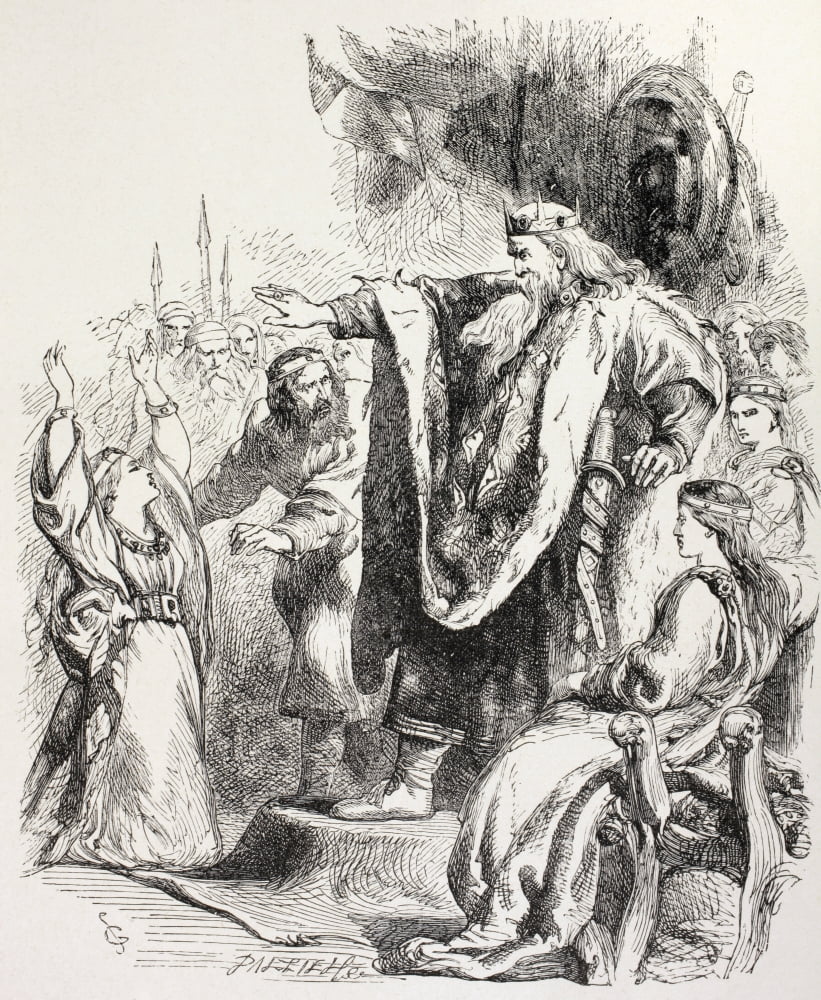 From King Lear By William Shakespeare Lear Believes Cordelia Does Not Love Him And Banishes Her From The Illustrated Library Shakspeare Published London 1890 Canvas Art - Ken Welsh Design Pics (13 x