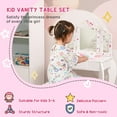 thumbnail image 4 of Qaba Kids Vanity Table and Stool, Makeup Vanity Girls Dressing Table Set with Tri-folding Mirrors Drawer Star and Heart Pattern, White, 4 of 10