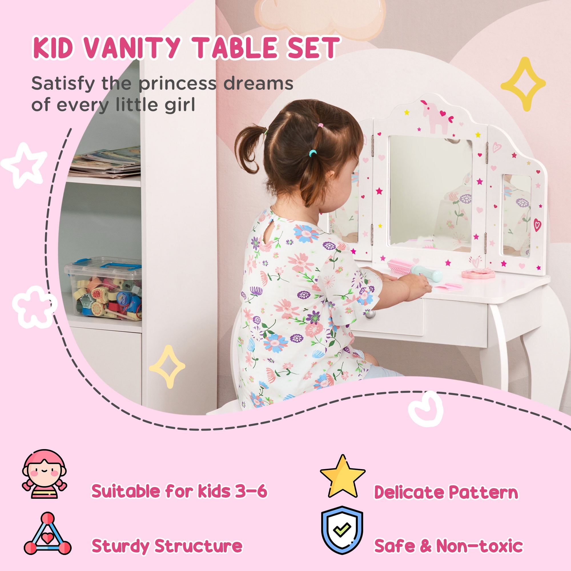 Girls vanity table set hot sale