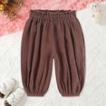 thumbnail image 2 of 18-24 Months Toddler Solid Color Lightweight Jogger Pants, Ruffled Elastic Waist Loose Lantern Casual Trousers for Girls 18-24 Months 2T 3T 4T 5T 6T 7T 8T All Seasons Loungewear,Coffee, 2 of 9