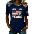 thumbnail image 2 of Womens Patriotic USA Shirt 250th Anniversary American Flag T Shirts Casual Short Sleeve Summer Top 4th of July Clothes, 2 of 4
