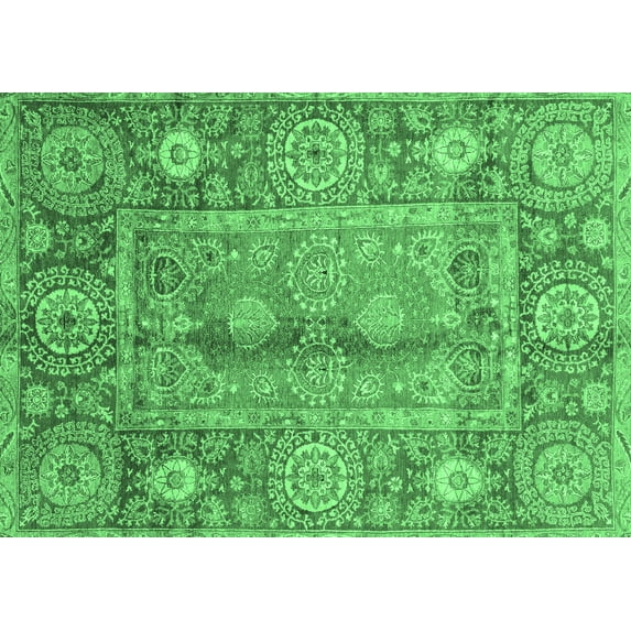 Ahgly Company Indoor Rectangle Oriental Emerald Green Traditional Area Rugs, 3' x 5'