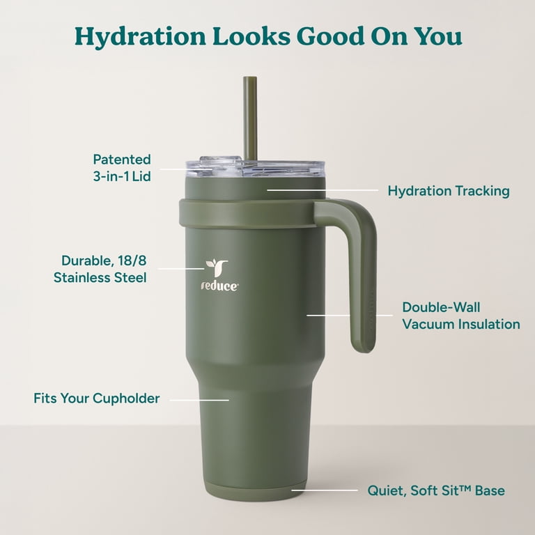 Reduce Reduce Cold1 40oz Travel Tumbler with Handle Dark Olive